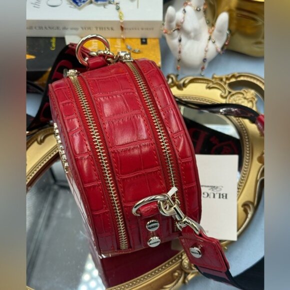 🆕 BLUGIRL 🧿 NWT Linea Rosso Red Croc Round Mini Purse, Logo Strap - Picture 9 of 15